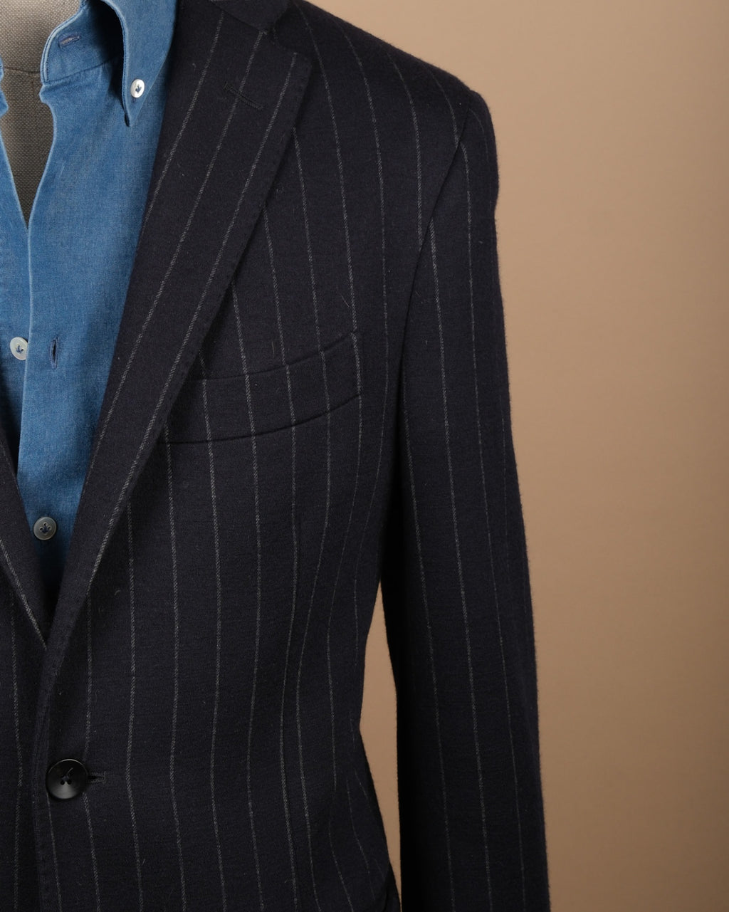 Navy Chalk Stripe Jersey Cloth Suit