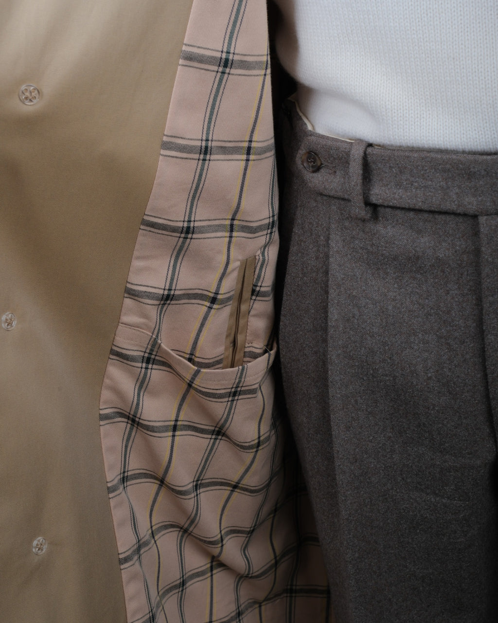 Beige Cotton Gabardine Raglan Raincoat