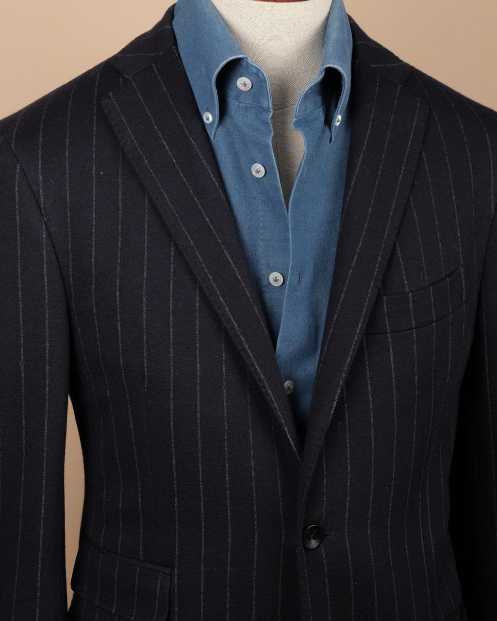 Navy Chalk Stripe Jersey Cloth Suit