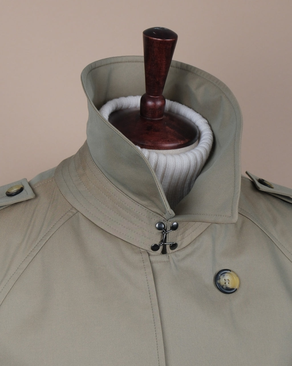 Sage Cotton Gabardine Raglan DB. Trenchcoat