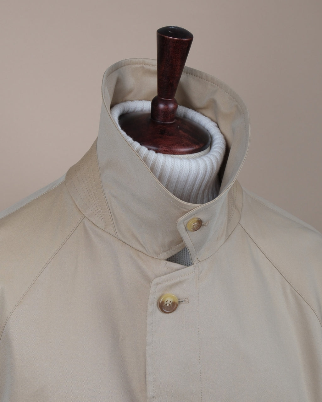 Beige Cotton Gabardine Raglan Raincoat