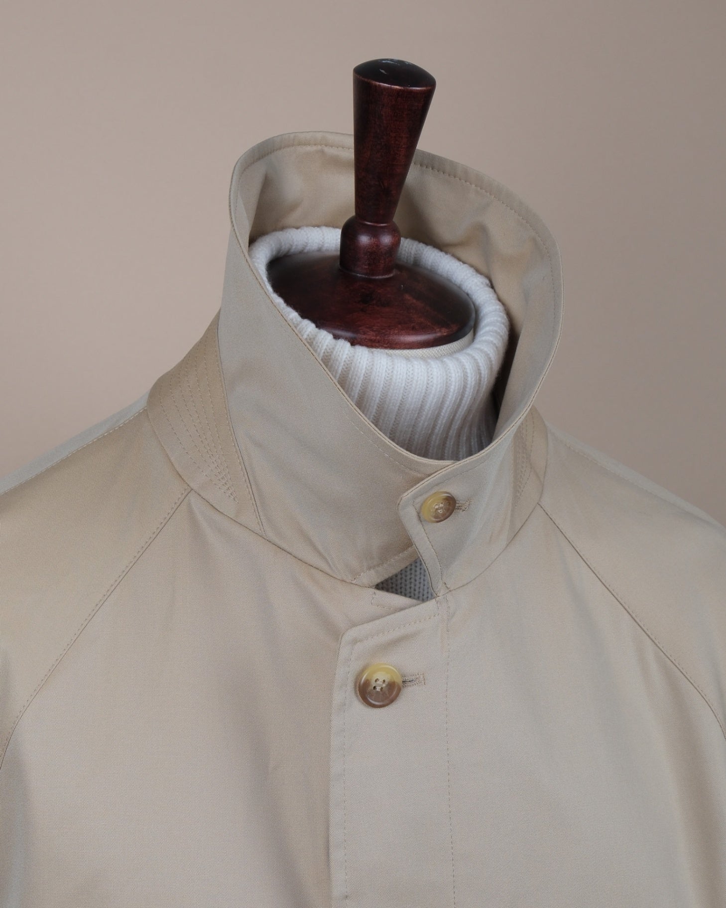 Beige Cotton Gabardine Raglan Raincoat