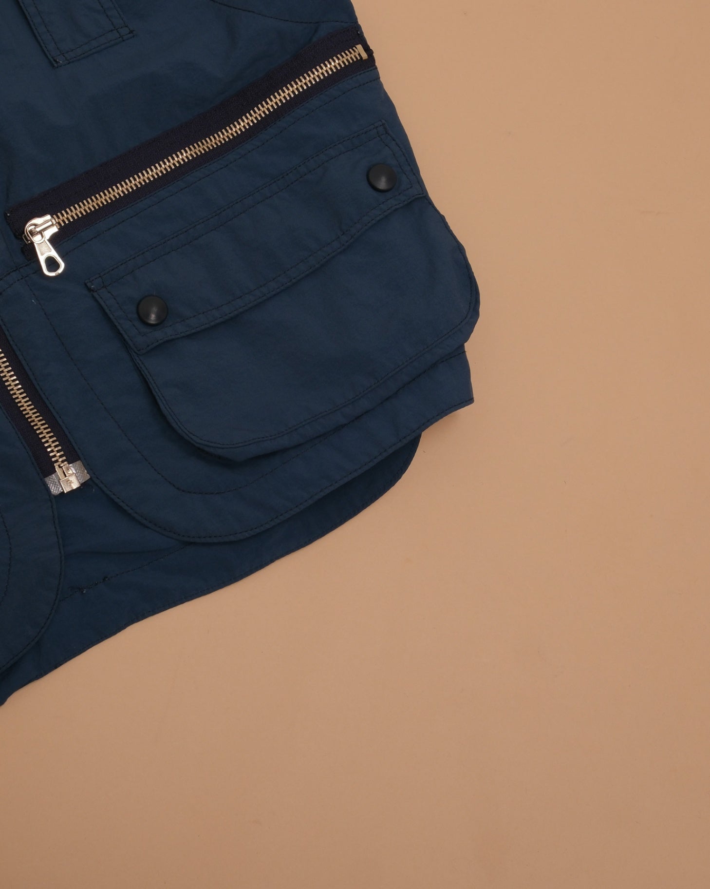 Blue Multi-Pocket Nylon Sportswear Vest