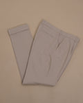 Beige Cotton Twill High-Rise Pleated Trousers