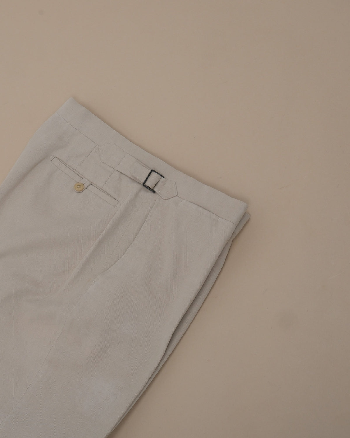 Beige Mid-Rise Cotton Twill Slacks