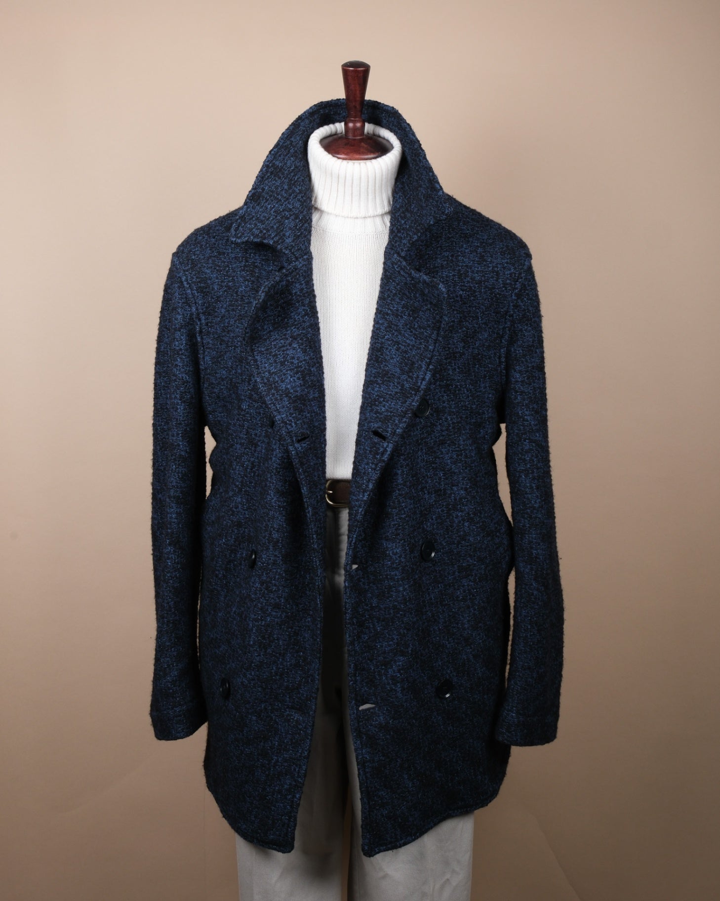 Navy Melange Knitted DB. Peacoat