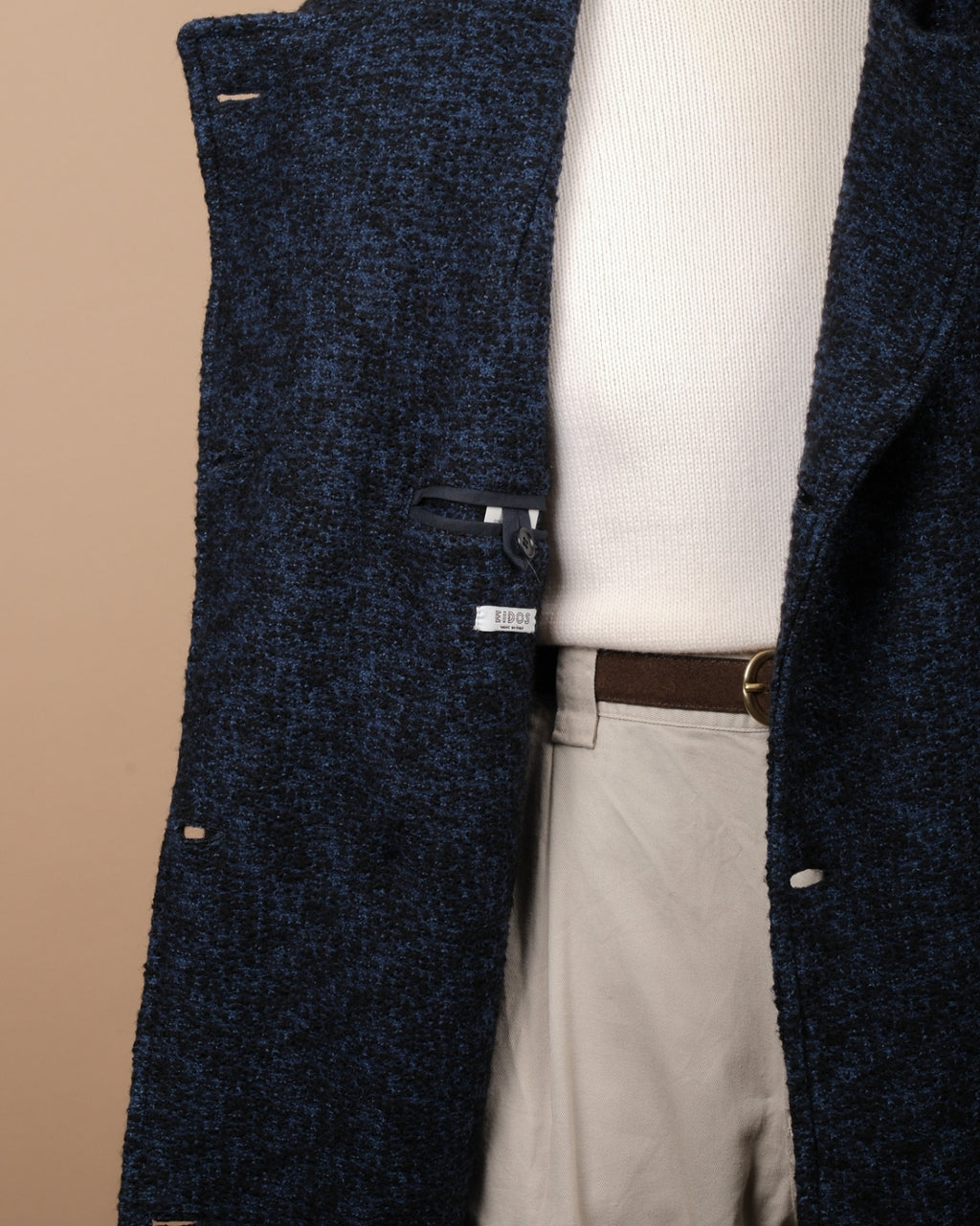 Navy Melange Knitted DB. Peacoat