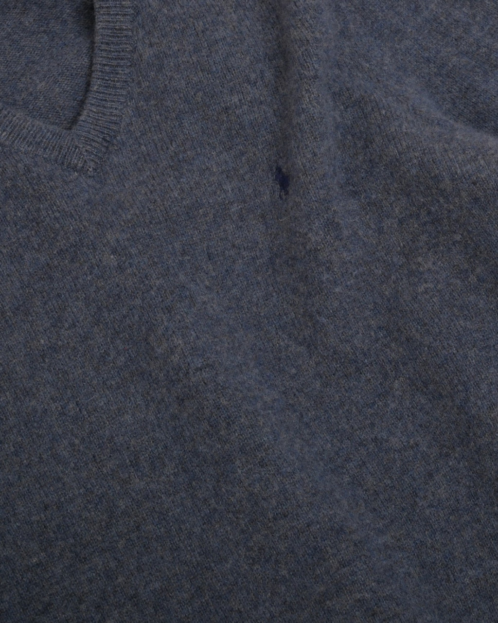 Blue Melange Wool V-Neck Sweater