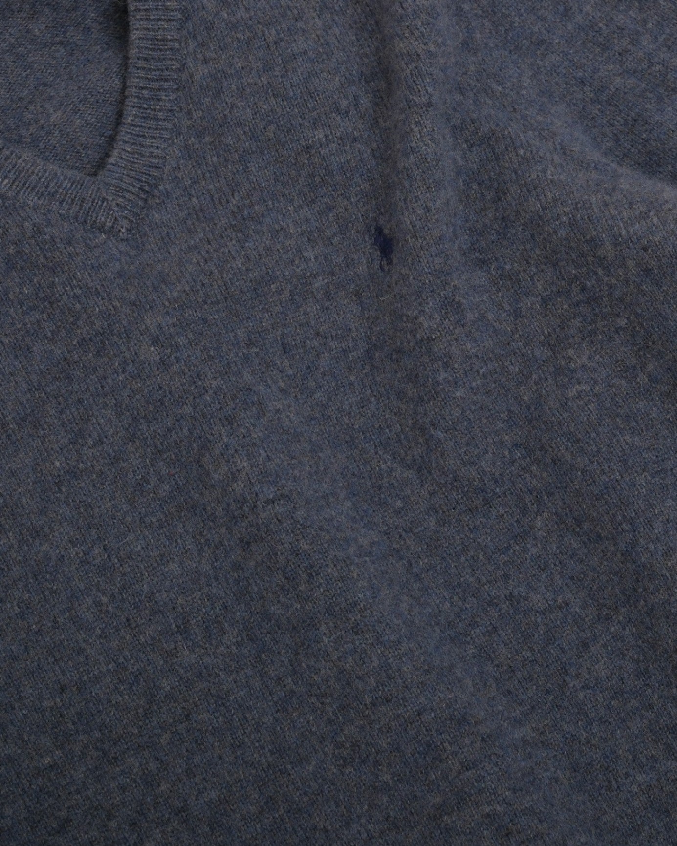 Blue Melange Wool V-Neck Sweater