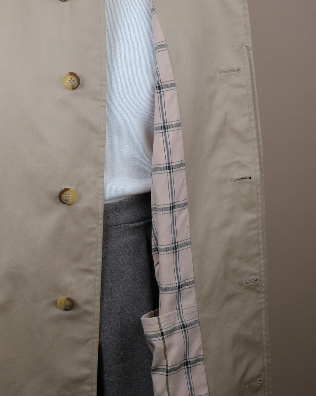 Beige Cotton Gabardine Raglan Raincoat