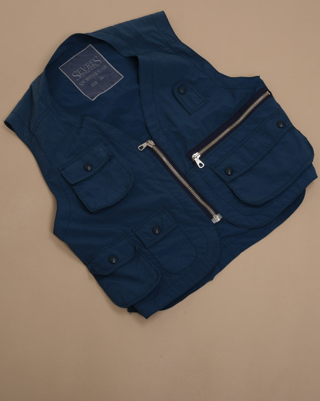 Blue Multi-Pocket Nylon Sportswear Vest