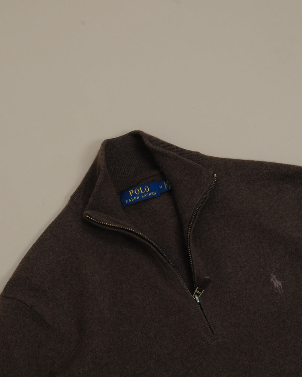 Brown Wool Half-Zip Sweater