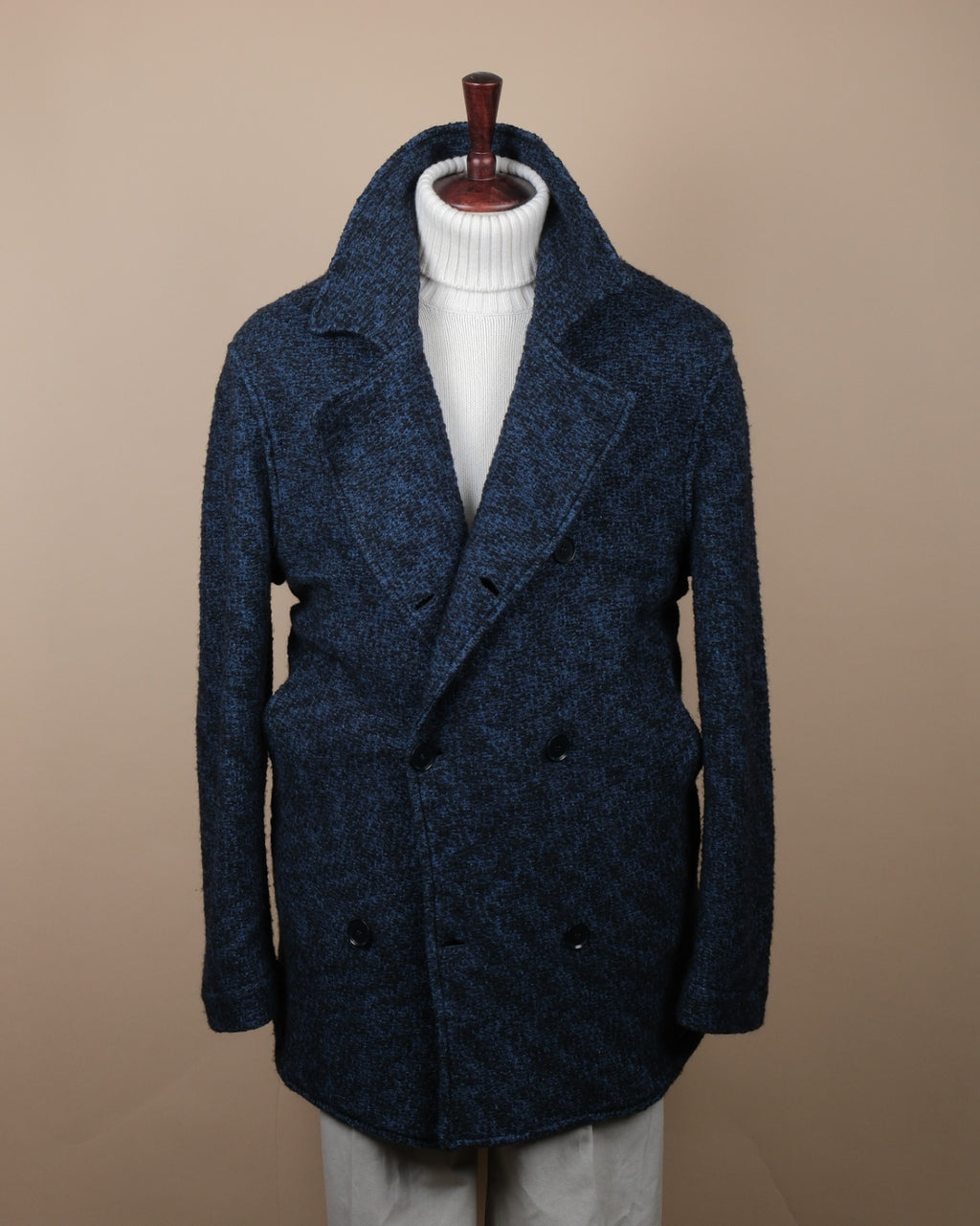 Navy Melange Knitted DB. Peacoat