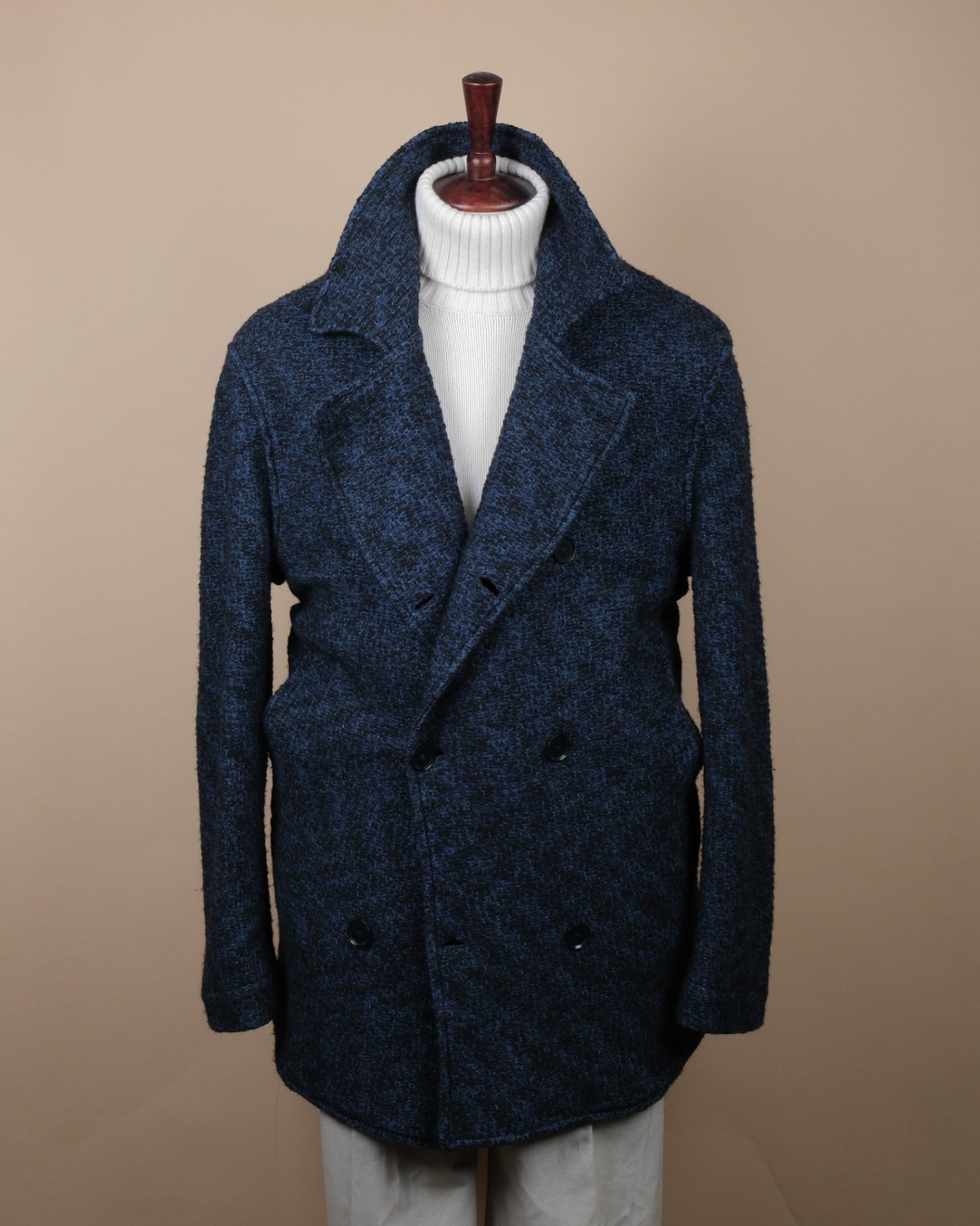 Navy Melange Knitted DB. Peacoat