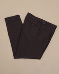 Dark Brown High-Twist Wool High-Rise Pleated Trousers