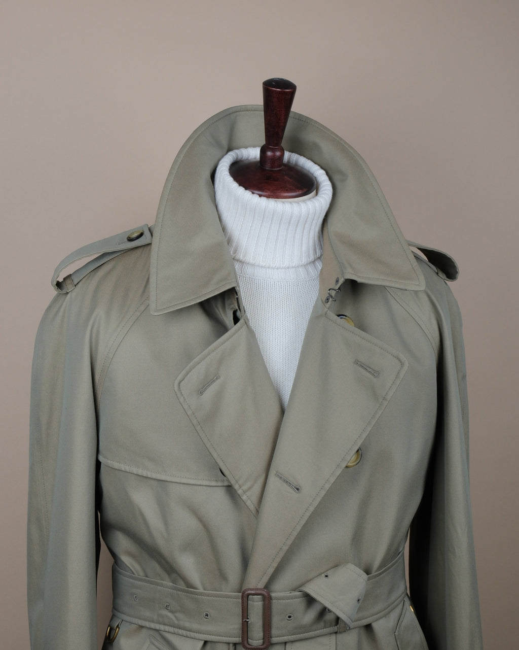 Sage Cotton Gabardine Raglan DB. Trenchcoat