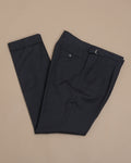 Anthracite Woollen Flannel High-Rise Pleated Trousers