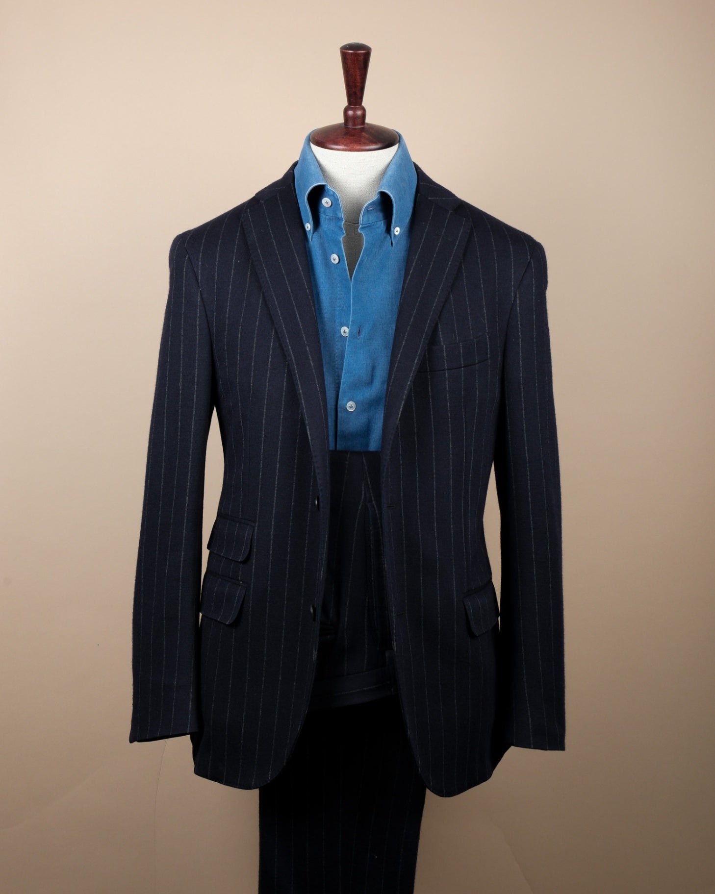 Navy Chalk Stripe Jersey Cloth Suit
