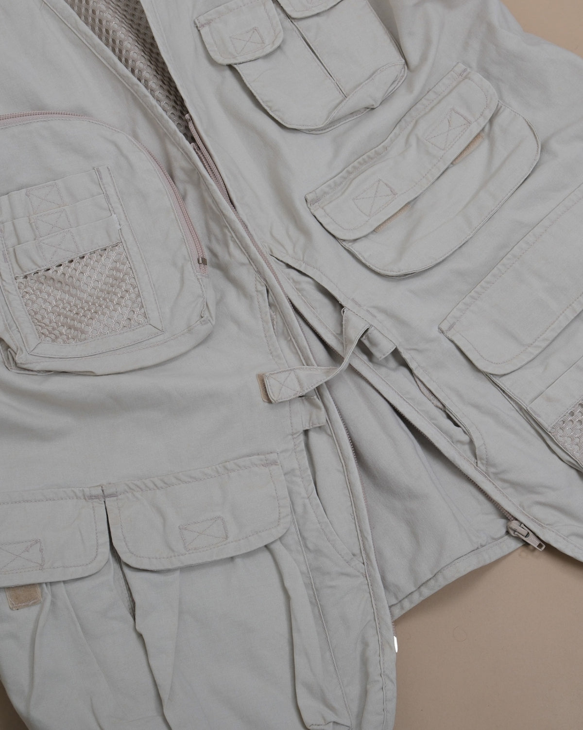 Stone Beige Cotton Utility Vest