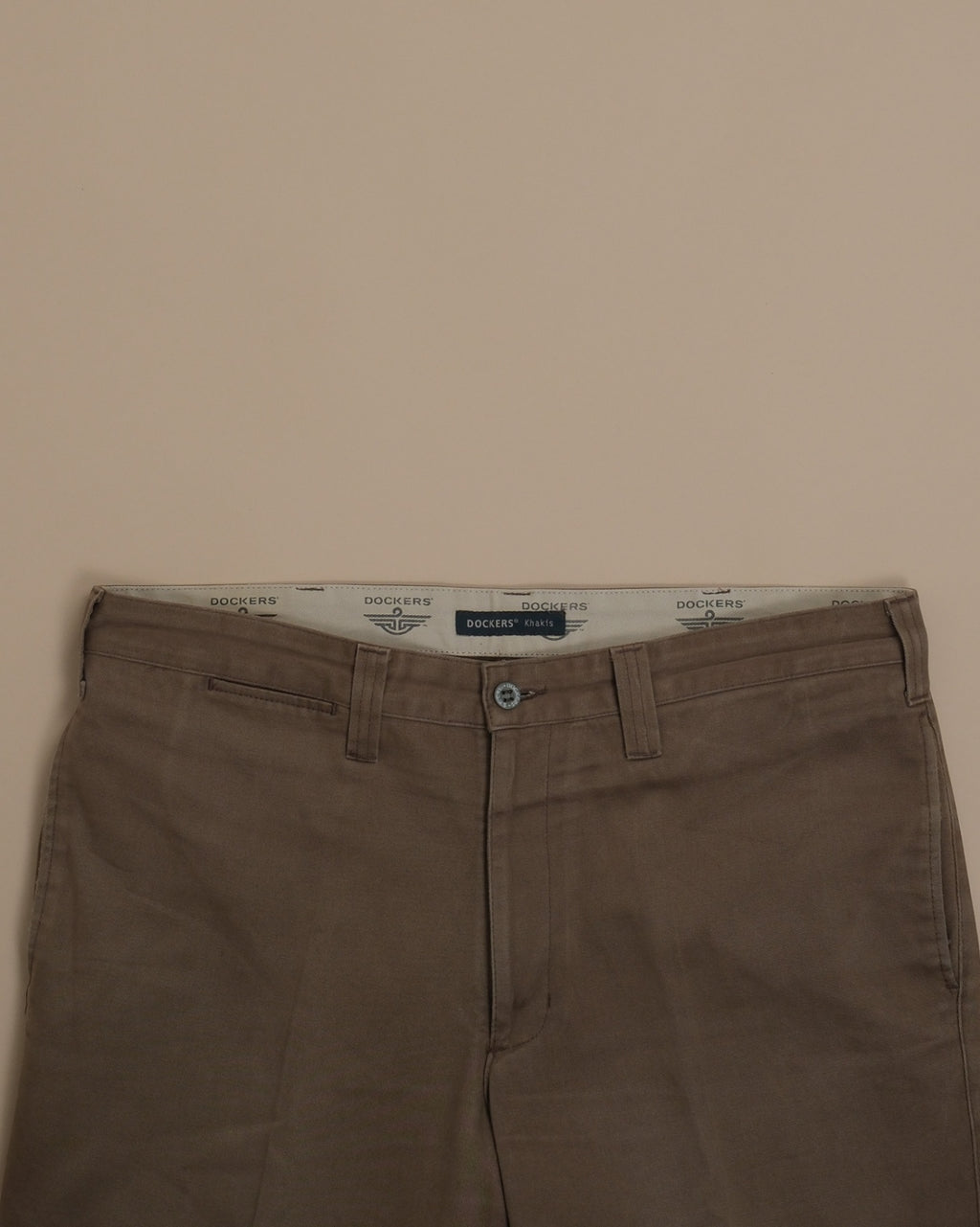 Olive Brown Cotton Twill High-Rise Trousers