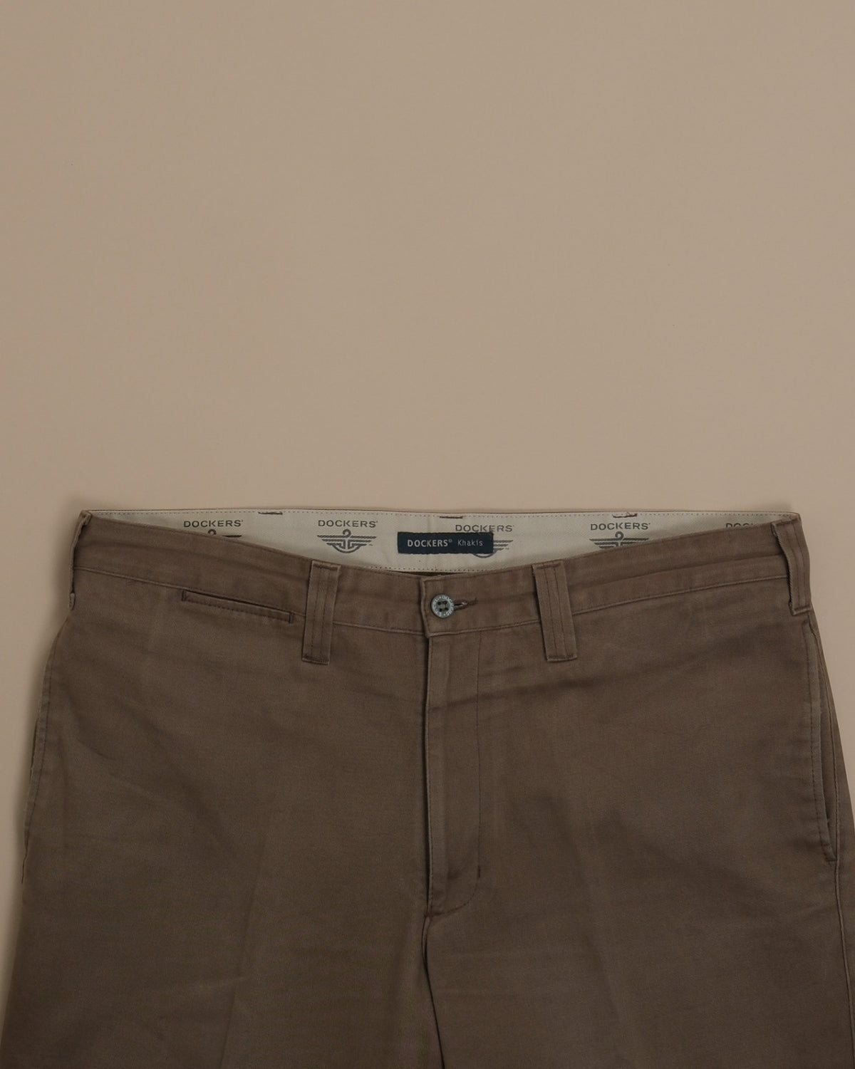 Olive Brown Cotton Twill High-Rise Trousers