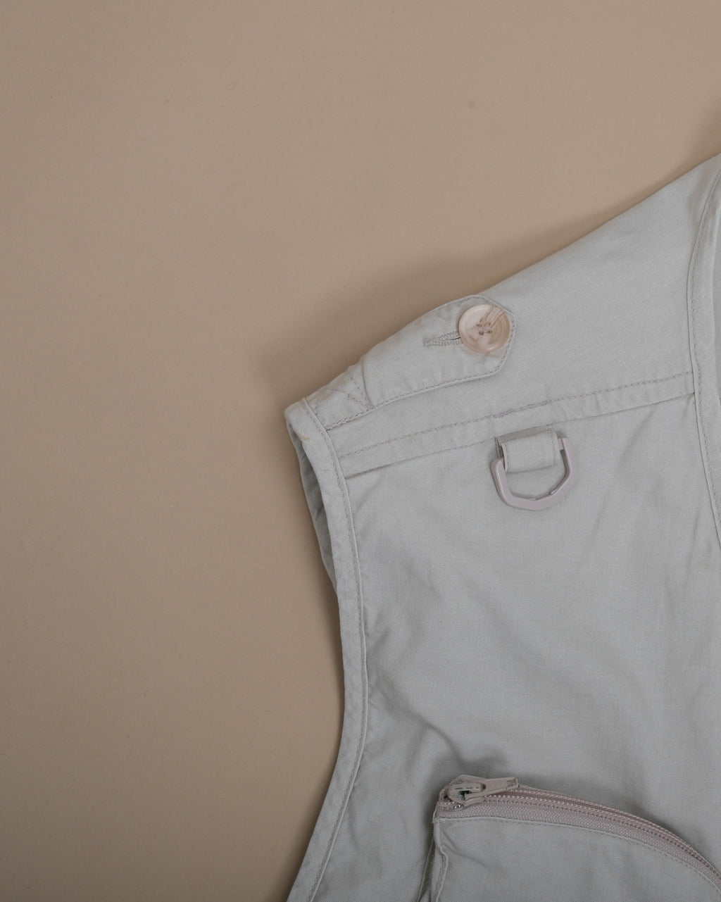 Stone Beige Cotton Utility Vest