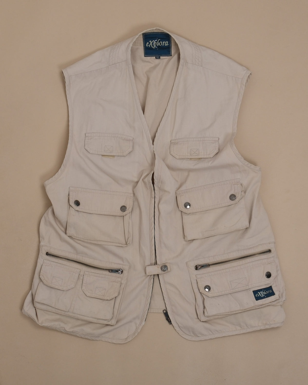 Beige Light-wight Cotton Utility Vest
