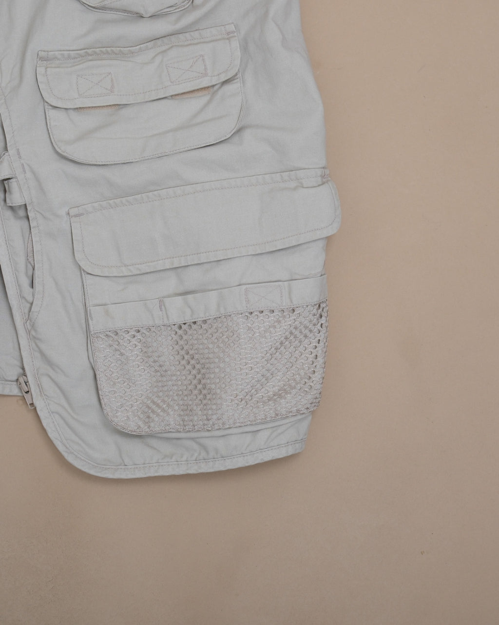 Stone Beige Cotton Utility Vest