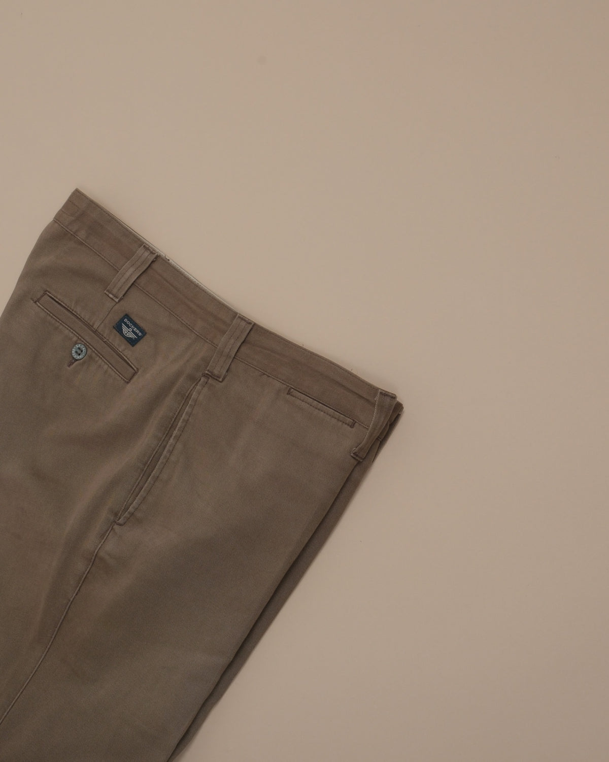 Olive Brown Cotton Twill High-Rise Trousers