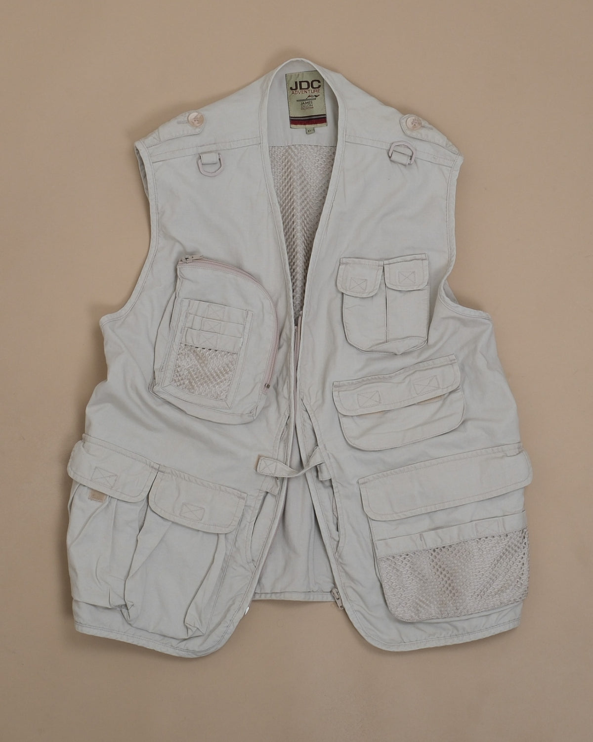 Stone Beige Cotton Utility Vest