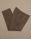 Olive Brown Cotton Twill High-Rise Trousers