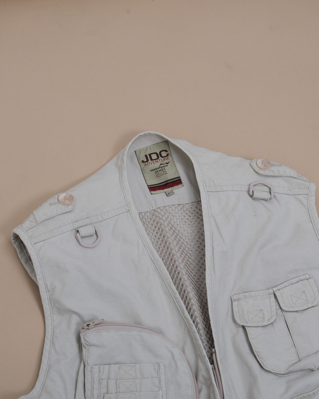Stone Beige Cotton Utility Vest