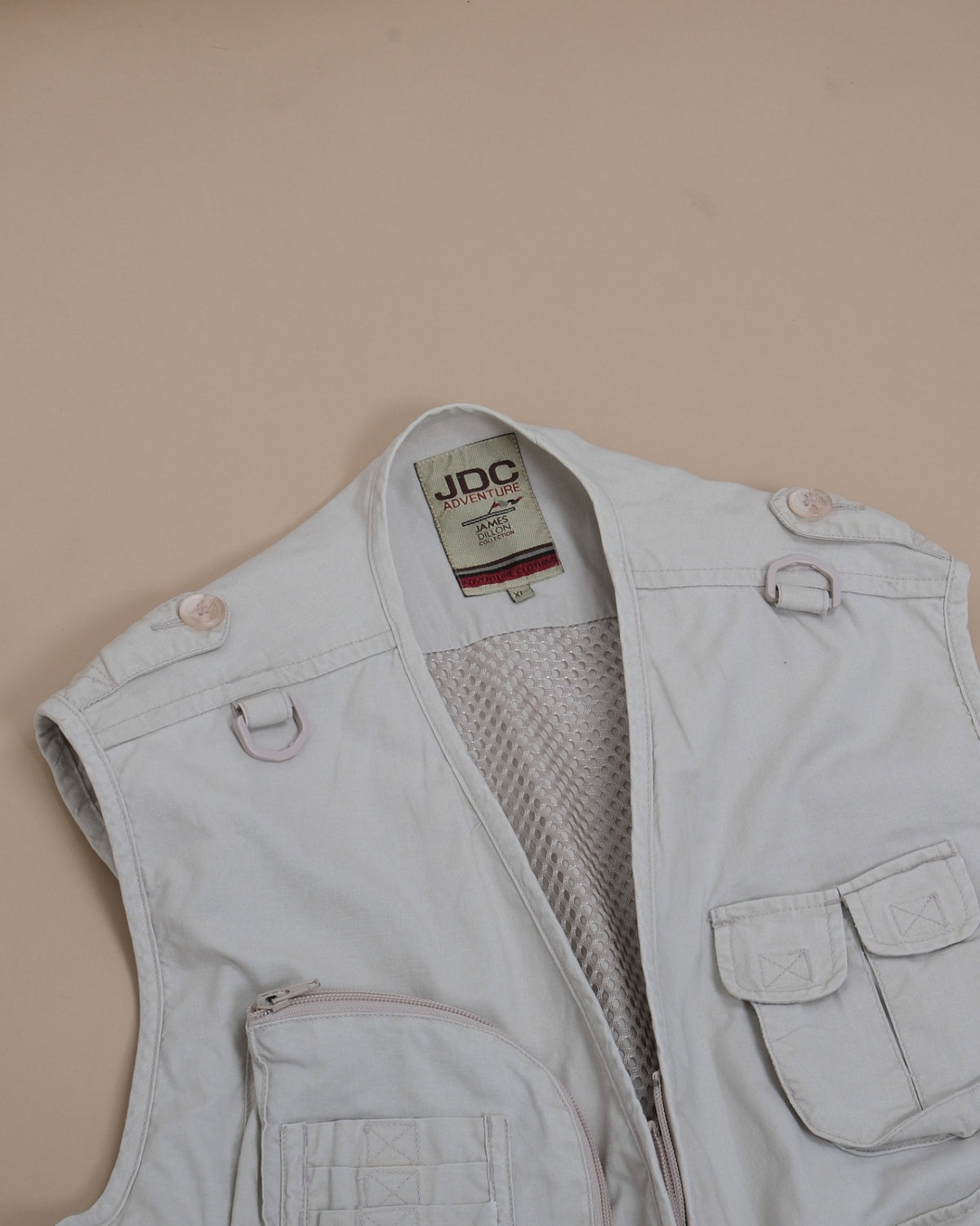Stone Beige Cotton Utility Vest