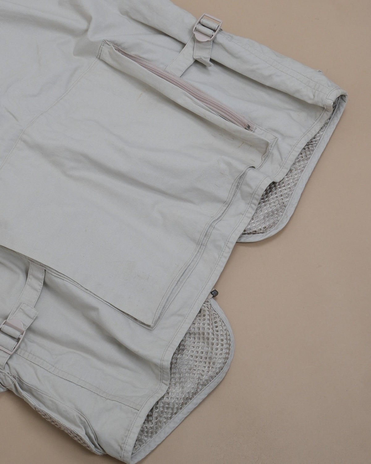 Stone Beige Cotton Utility Vest