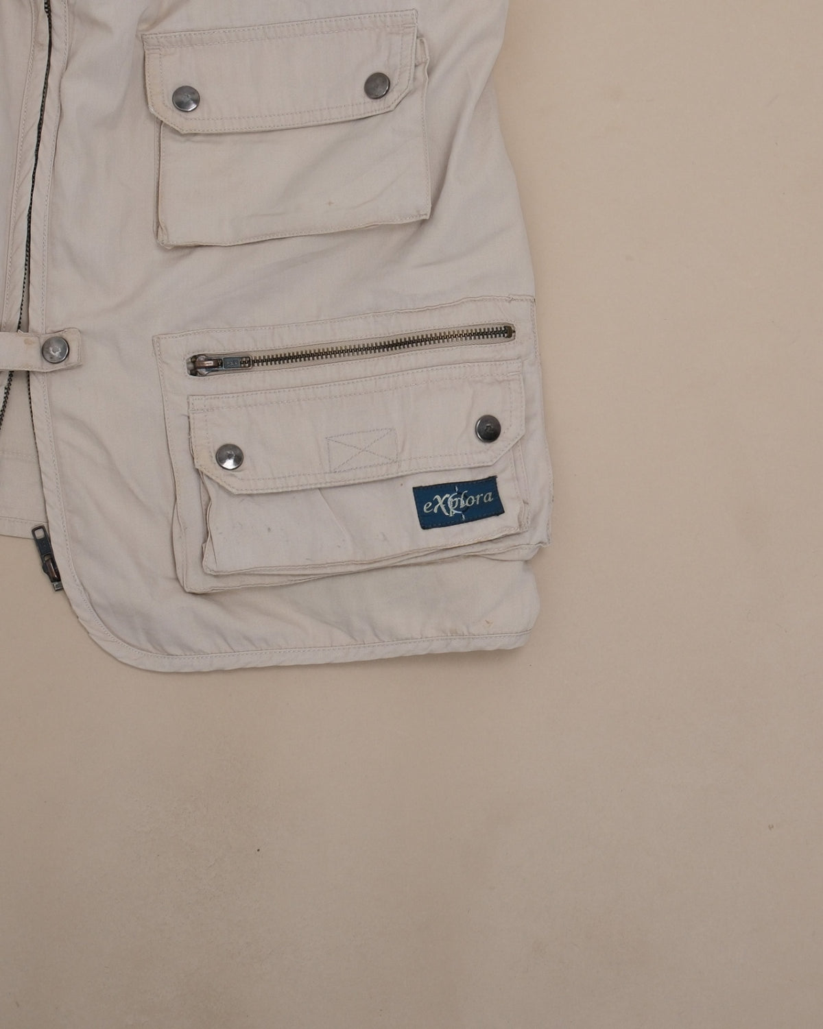 Beige Light-wight Cotton Utility Vest