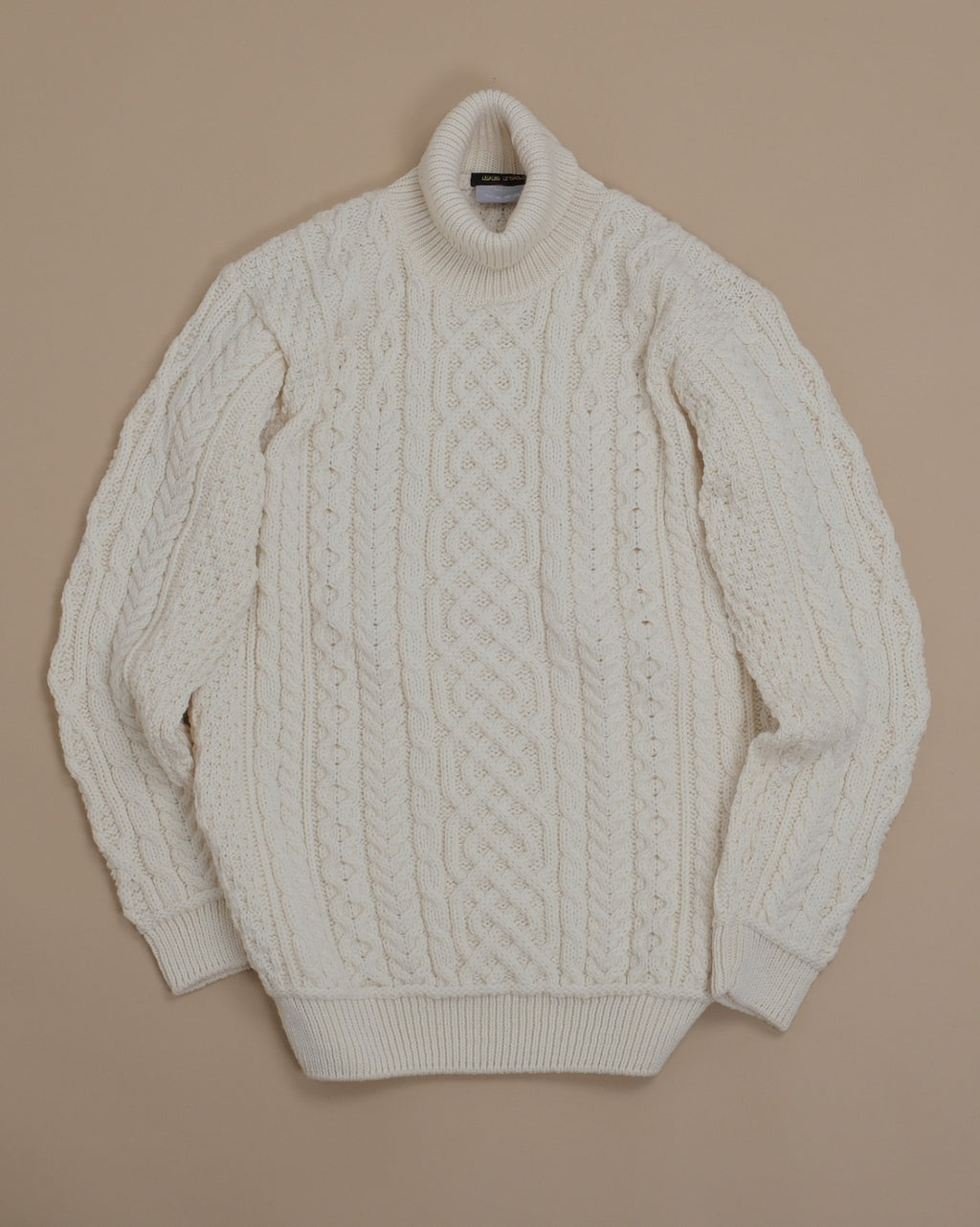 Cream Chunky Merino Cable-Knit Rollneck