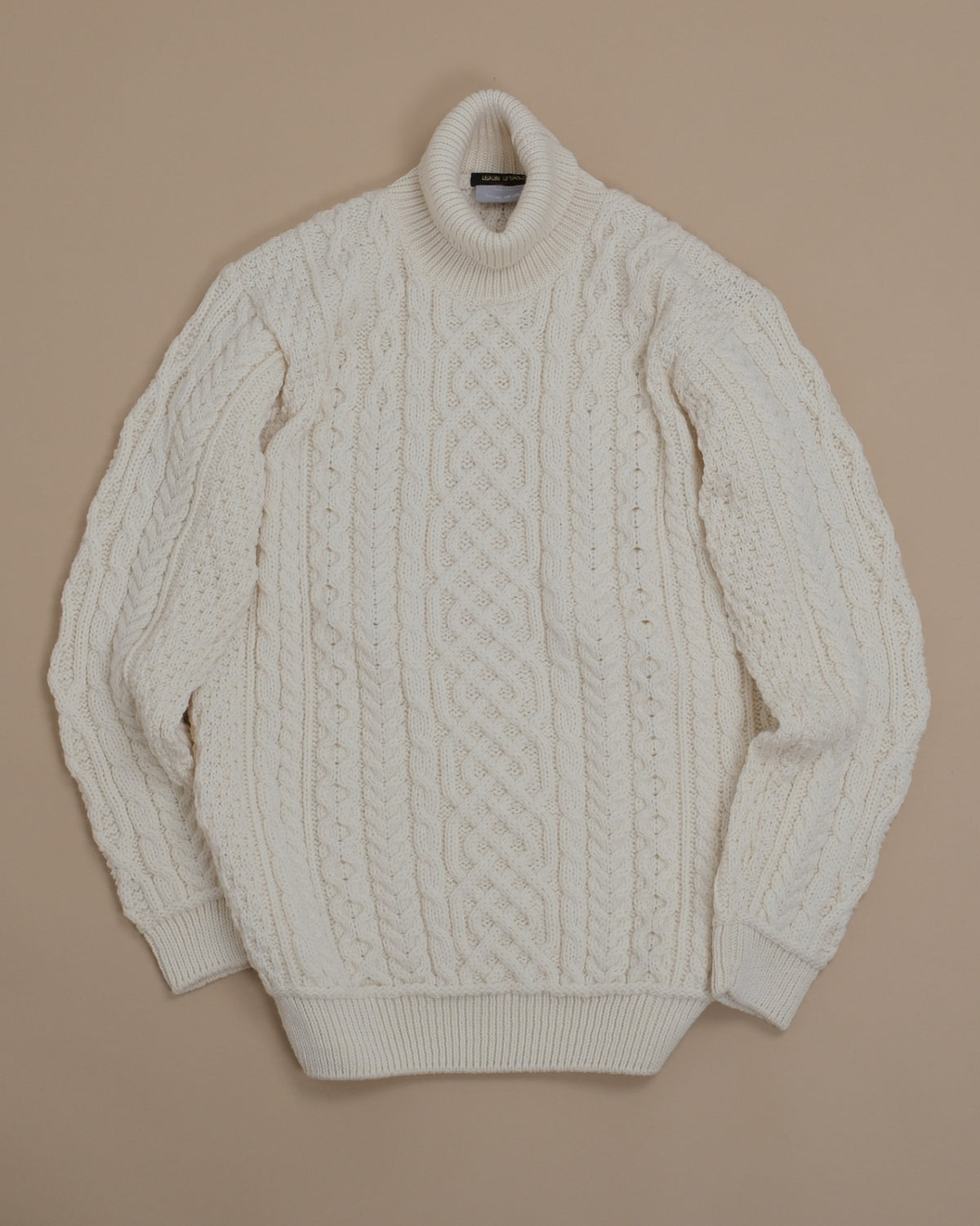 Cream Chunky Merino Cable-Knit Rollneck