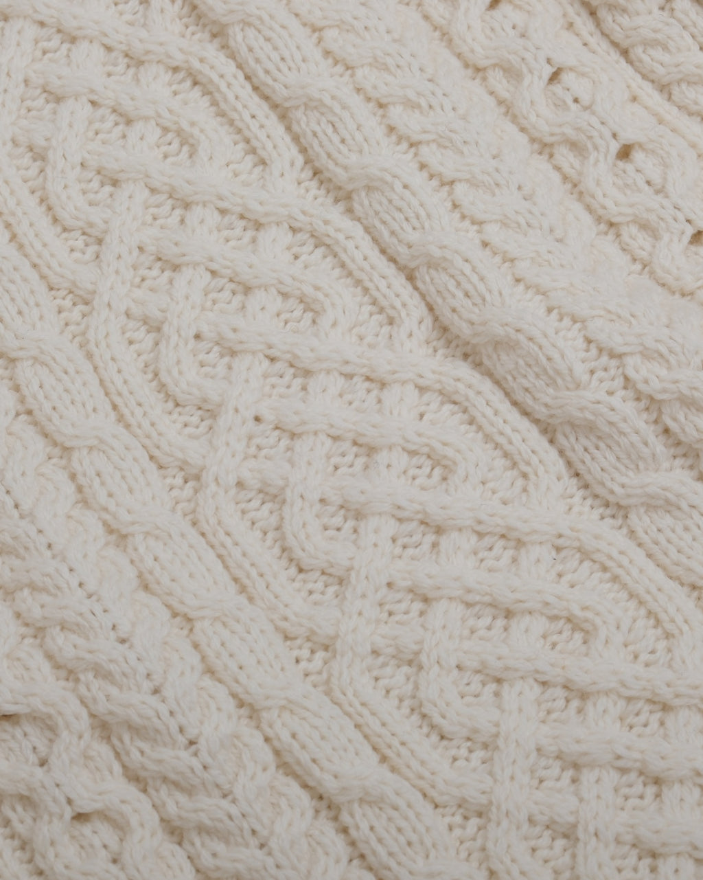 Cream Chunky Merino Cable-Knit Rollneck