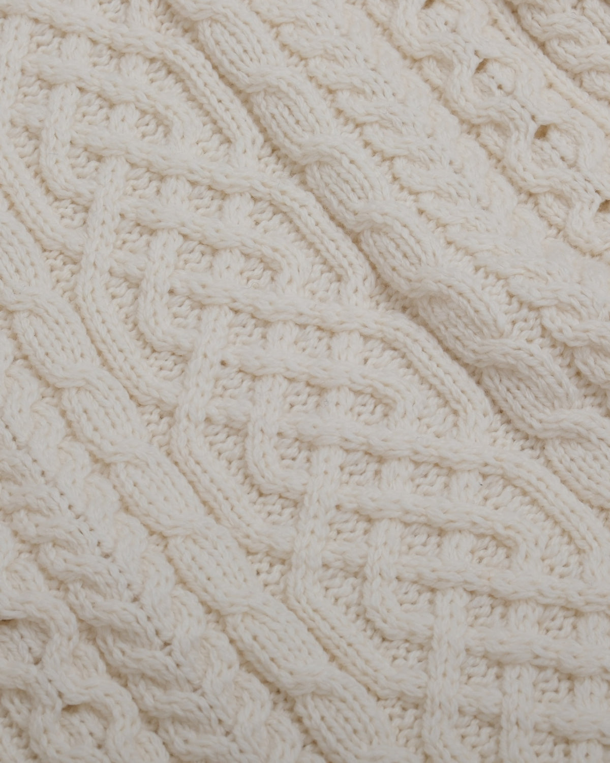 Cream Chunky Merino Cable-Knit Rollneck