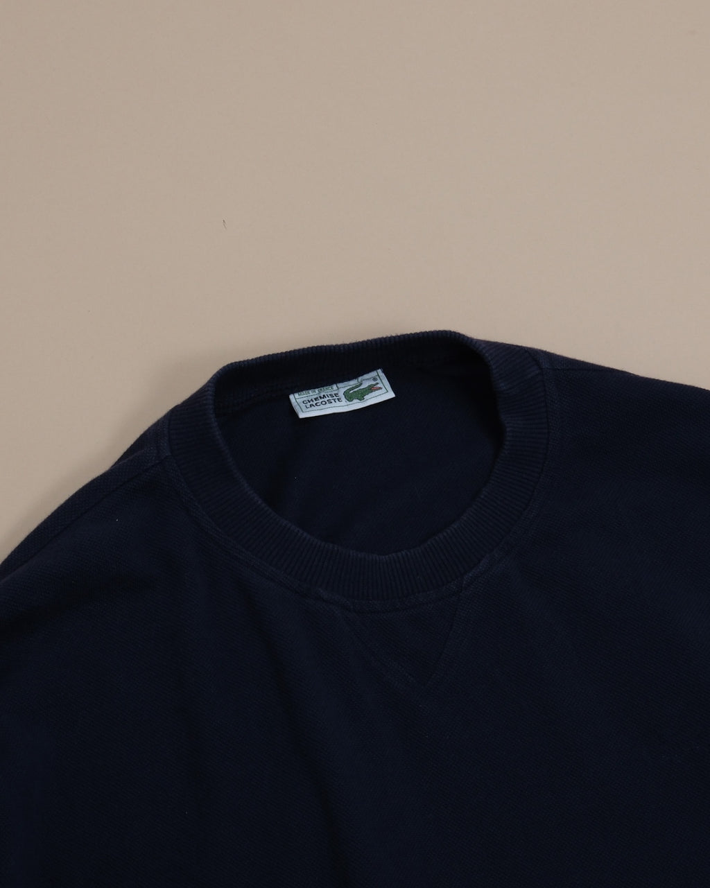 Navy Pique V-Insert Sweatshirt, Made in France