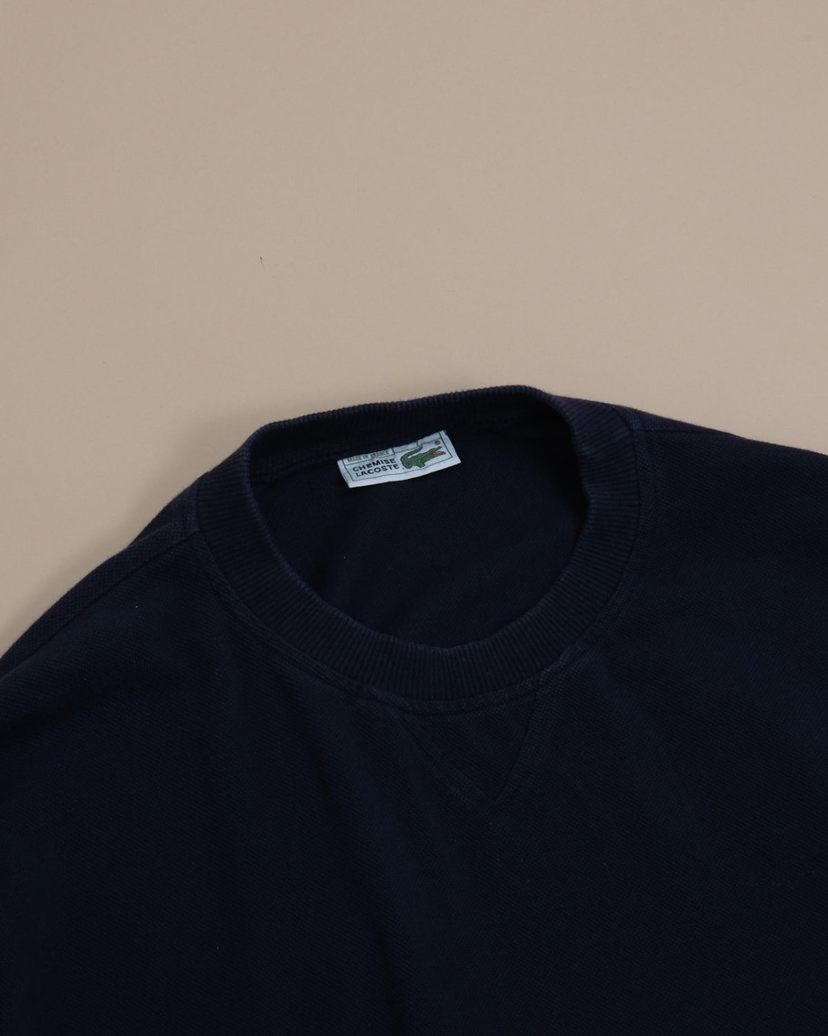 Navy Pique V-Insert Sweatshirt, Made in France
