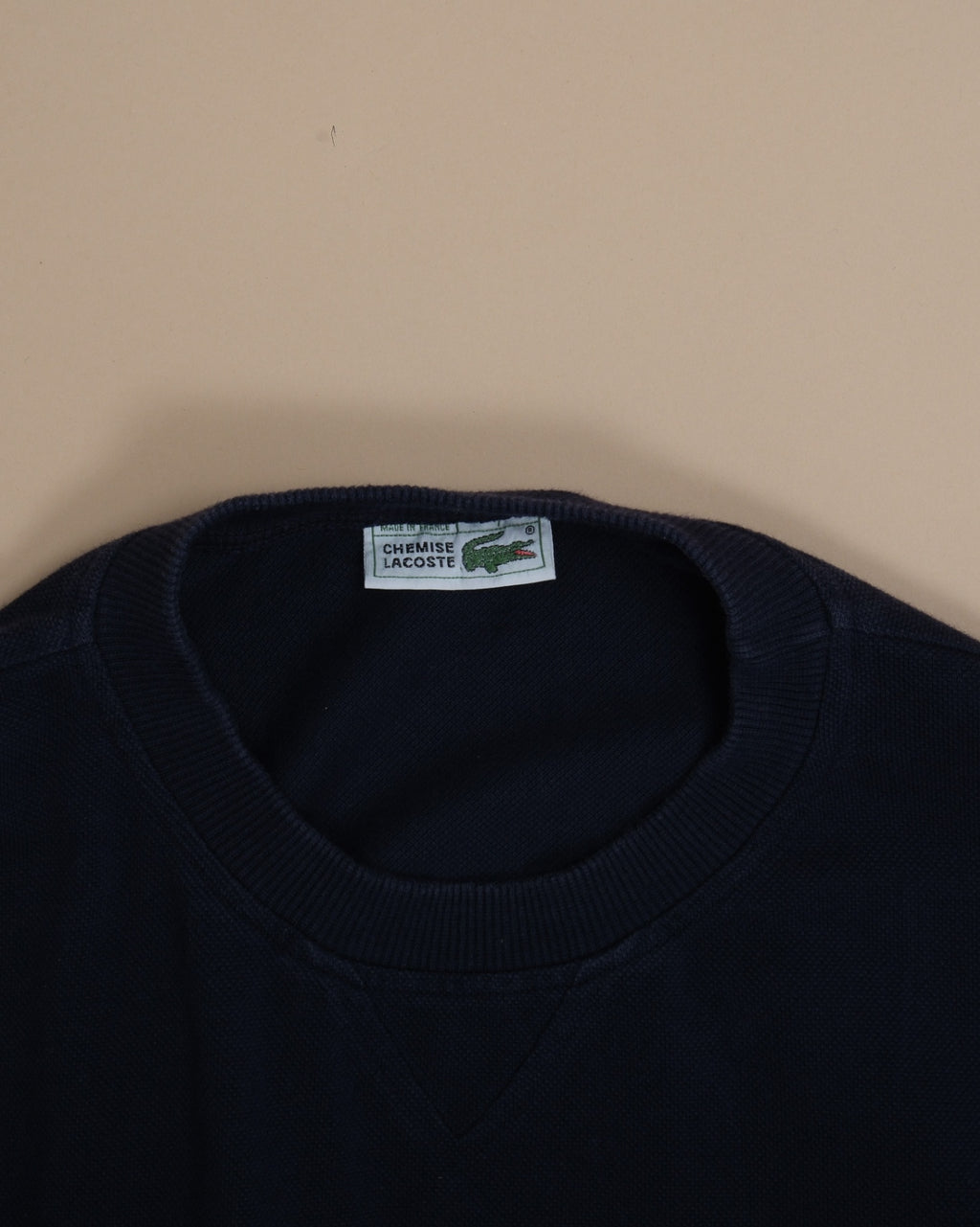 Navy Pique V-Insert Sweatshirt, Made in France