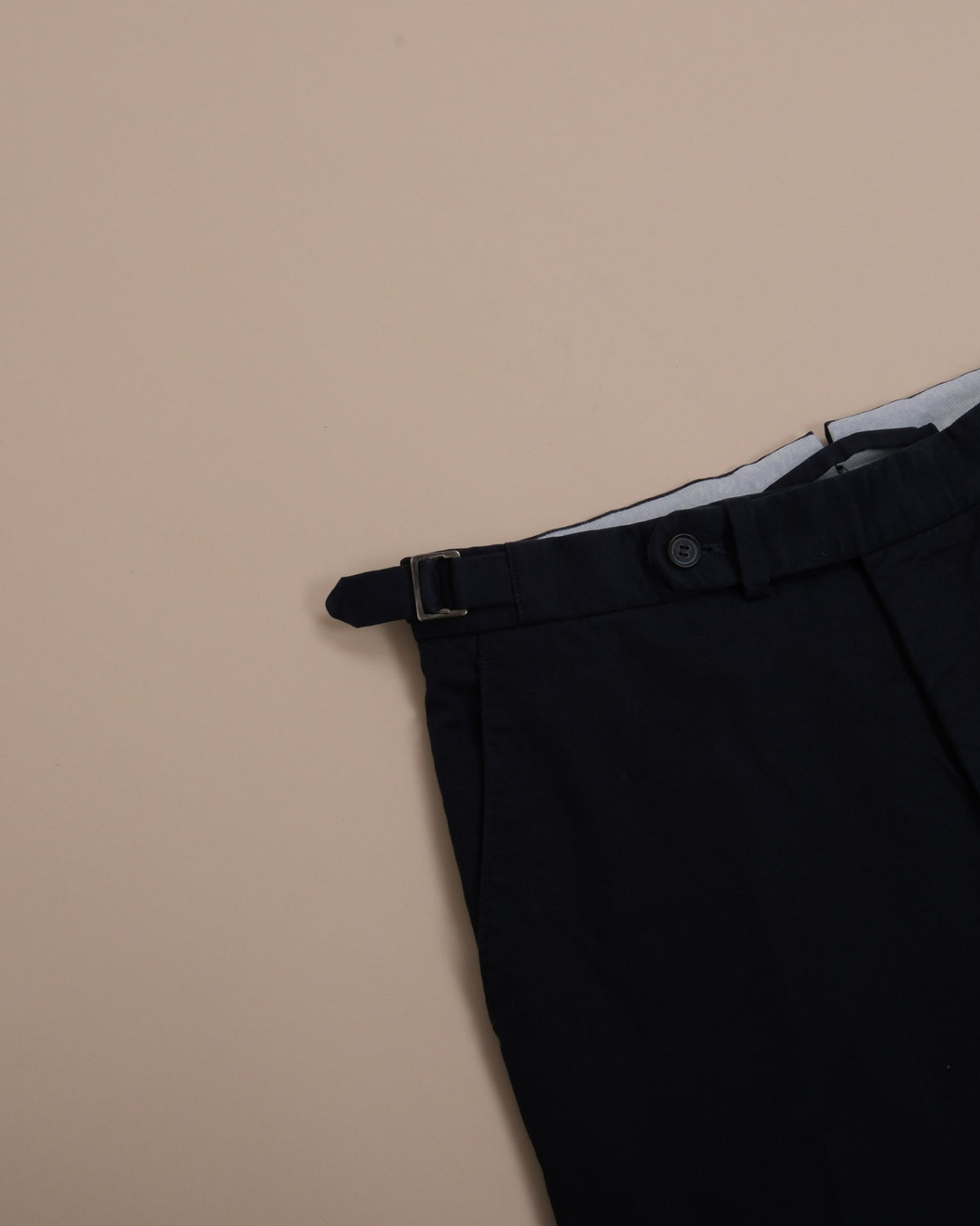 Navy Cotton Twill High-Rise Trousers