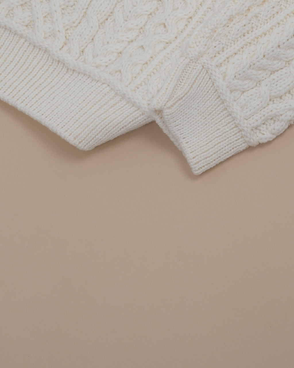 Cream Chunky Merino Cable-Knit Rollneck