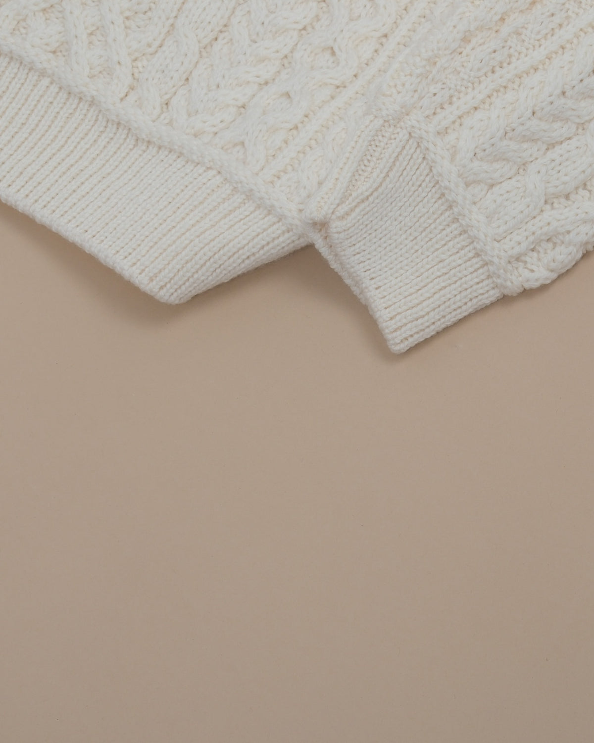 Cream Chunky Merino Cable-Knit Rollneck
