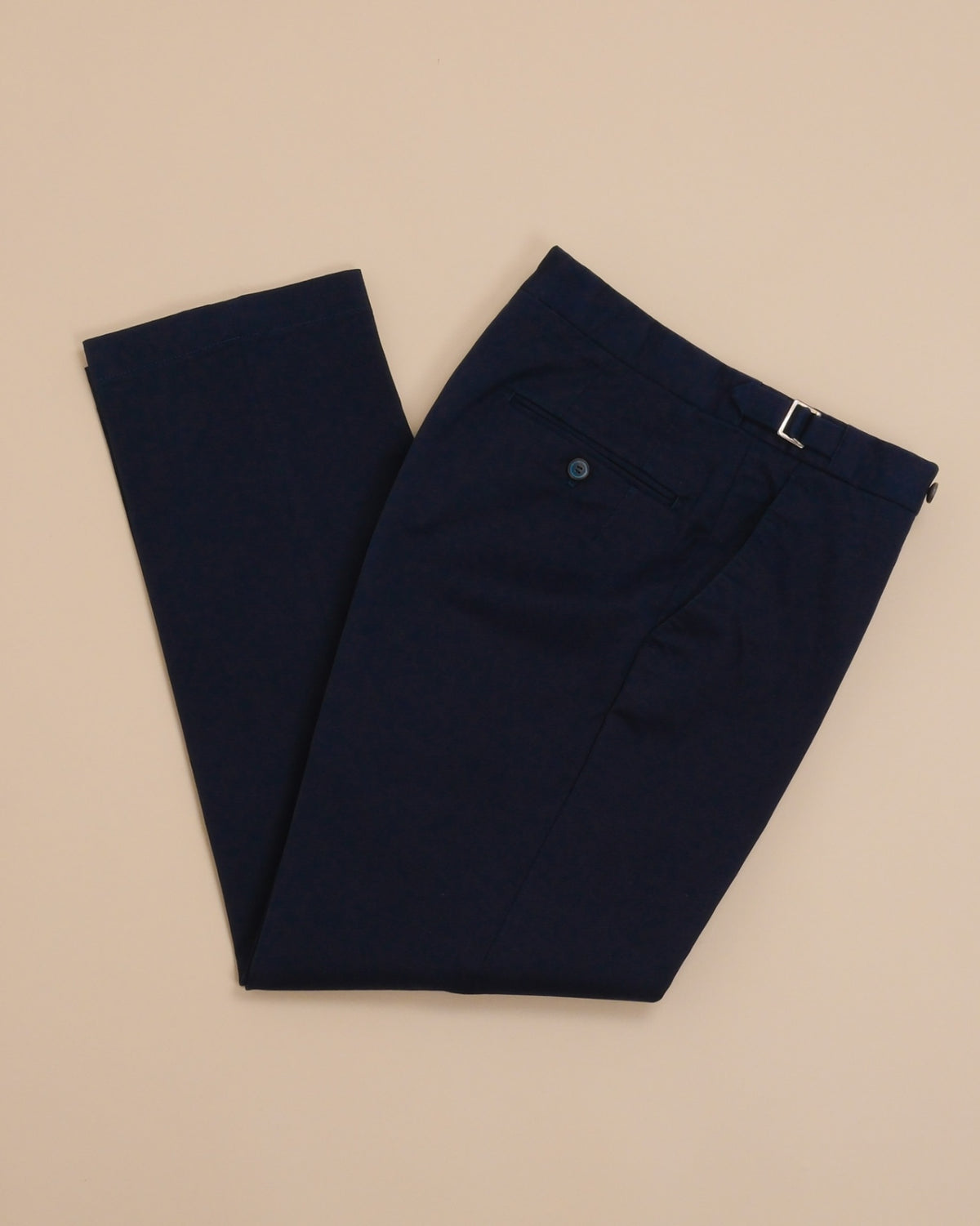 Navy Cotton Twill High-Rise Trousers