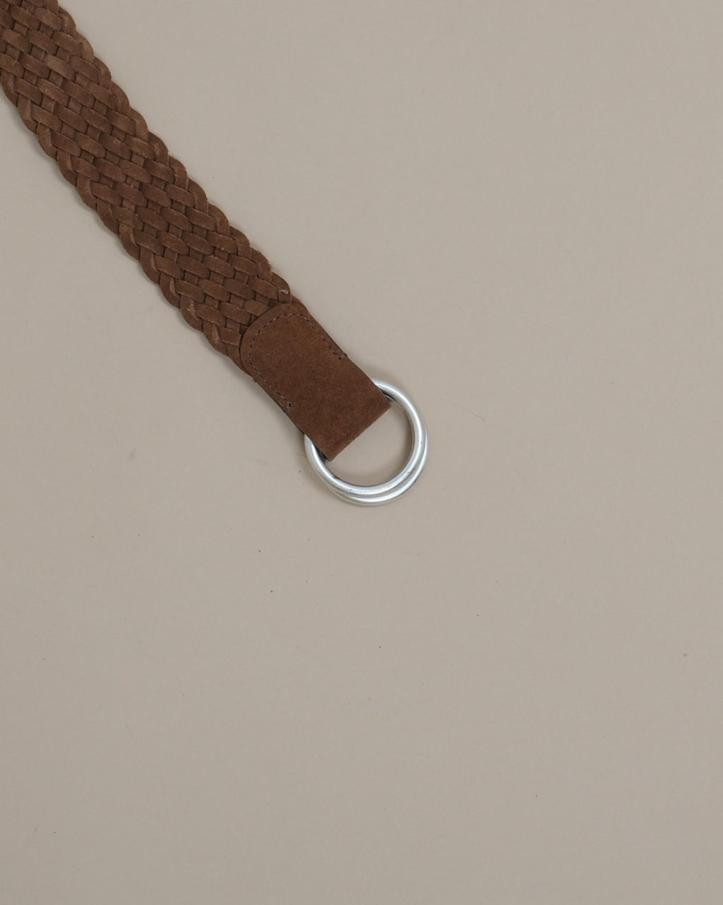 Mocha Suede Braided D-Ring Belt