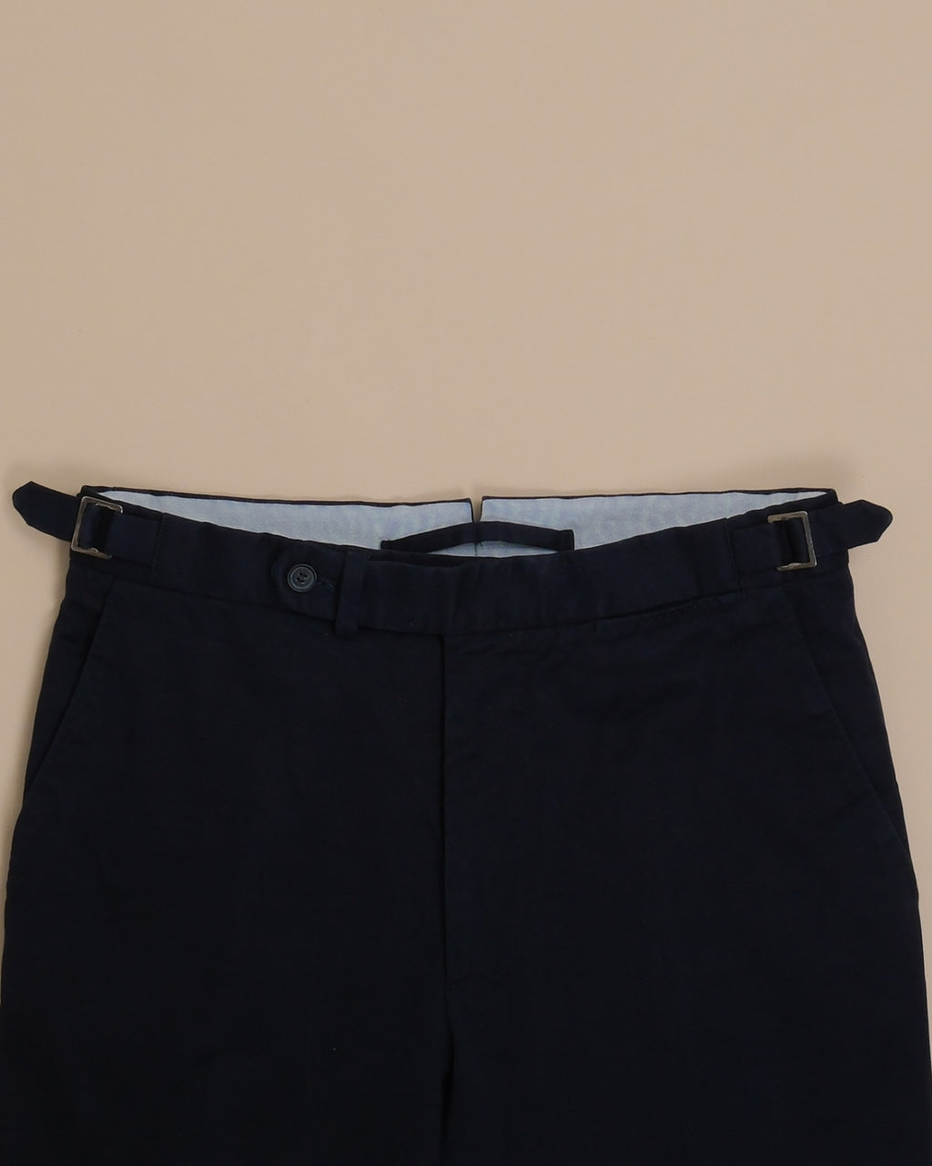 Navy Cotton Twill High-Rise Trousers