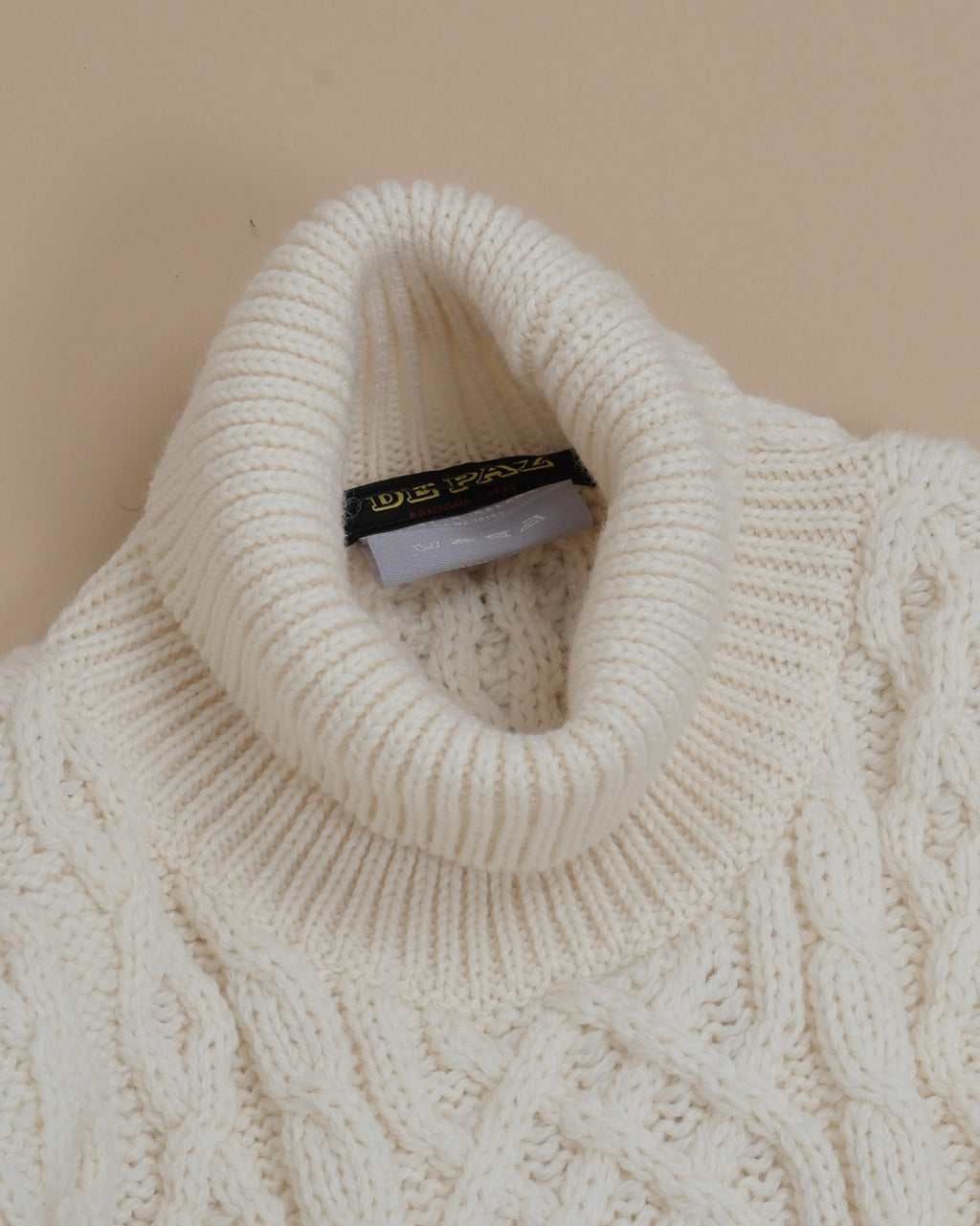 Cream Chunky Merino Cable-Knit Rollneck
