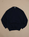 Navy Pique V-Insert Sweatshirt, Made in France